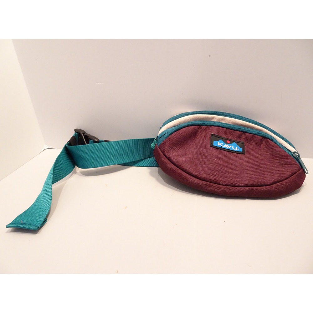 Kavu Spectator Belt Bag Waist Pack Burgundy Teal Colorblock Hip Bag